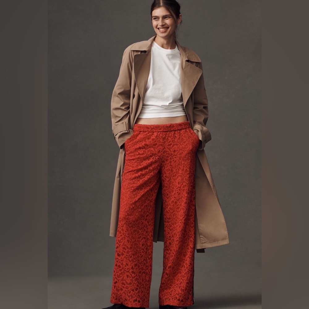 Anthropologie Maeve The Brooklin Lace Pull-On Track Pants Small